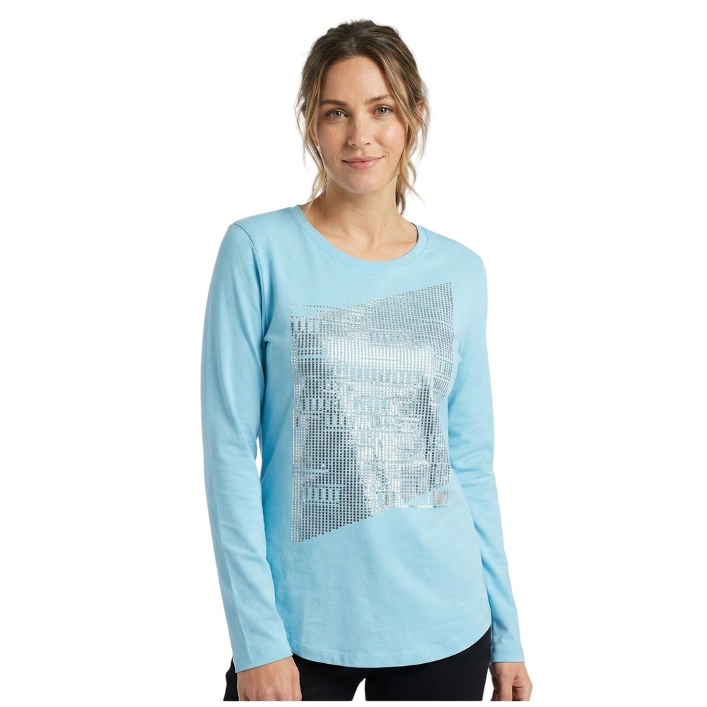 Under Armour HeatGear Loose Fit Long Sleeve Graphic T Shirt Women's Medium Blue